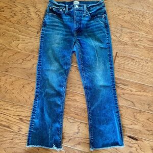 J. Crew Billie Demi Boot Crop Jeans Women’s 27 Medium Wash Mid Rise Raw Hem